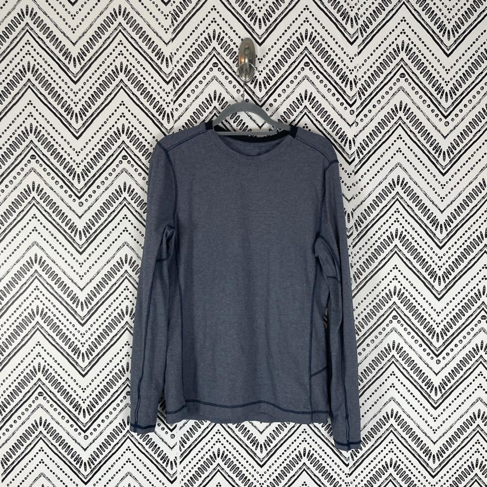 Lululemon Heathered Blue Crewneck Long Sleeve Surge Warm Pullover Shirt L